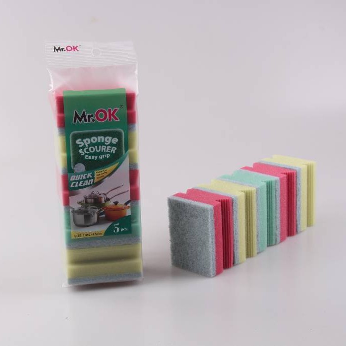 Mr.OK factory direct supply sponge scouring pads, double-sided cleaning sponges, kitchen cleaning sponges, dishwashing sponges, pot scrubbing sponges
