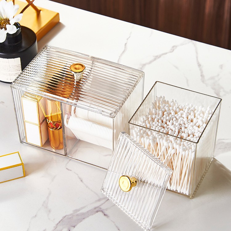 Cotton pad storage box, transparent cosmetic makeup remover cotton pad small box, desktop cotton swab organization box, storage box, plastic box details Picture