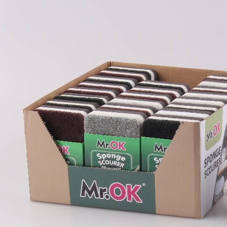 Mr.OK factory direct supply sponge scouring pads, double-sided cleaning sponges, kitchen cleaning sponges, dishwashing sponges, pot scrubbing sponges details Picture