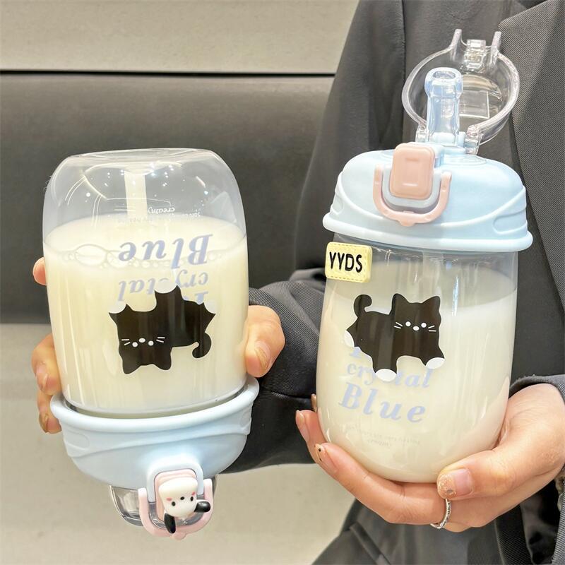 Summer student straw water cup, new Instagram plastic cup, cute cartoon, portable, large capacity, high appearance level cup Specification image