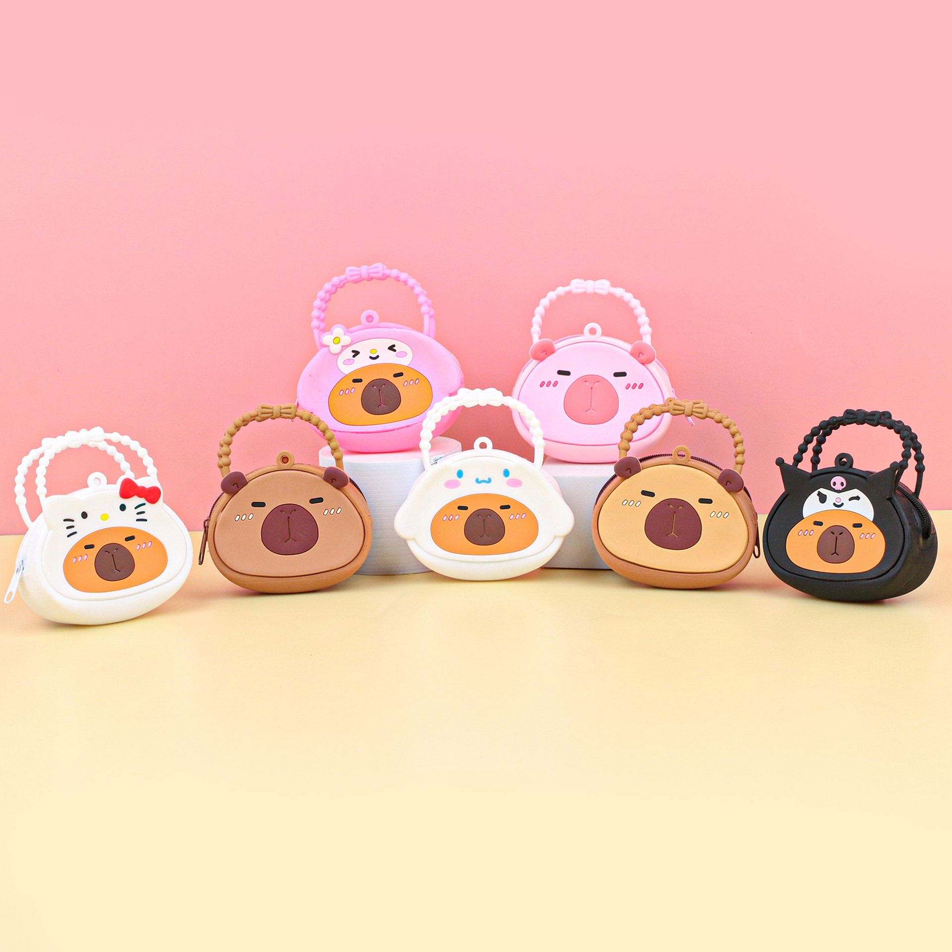 卡通硅胶拉链零钱包手提钥匙扣马卡龙色迷你硬币包儿童收纳袋礼品细节图