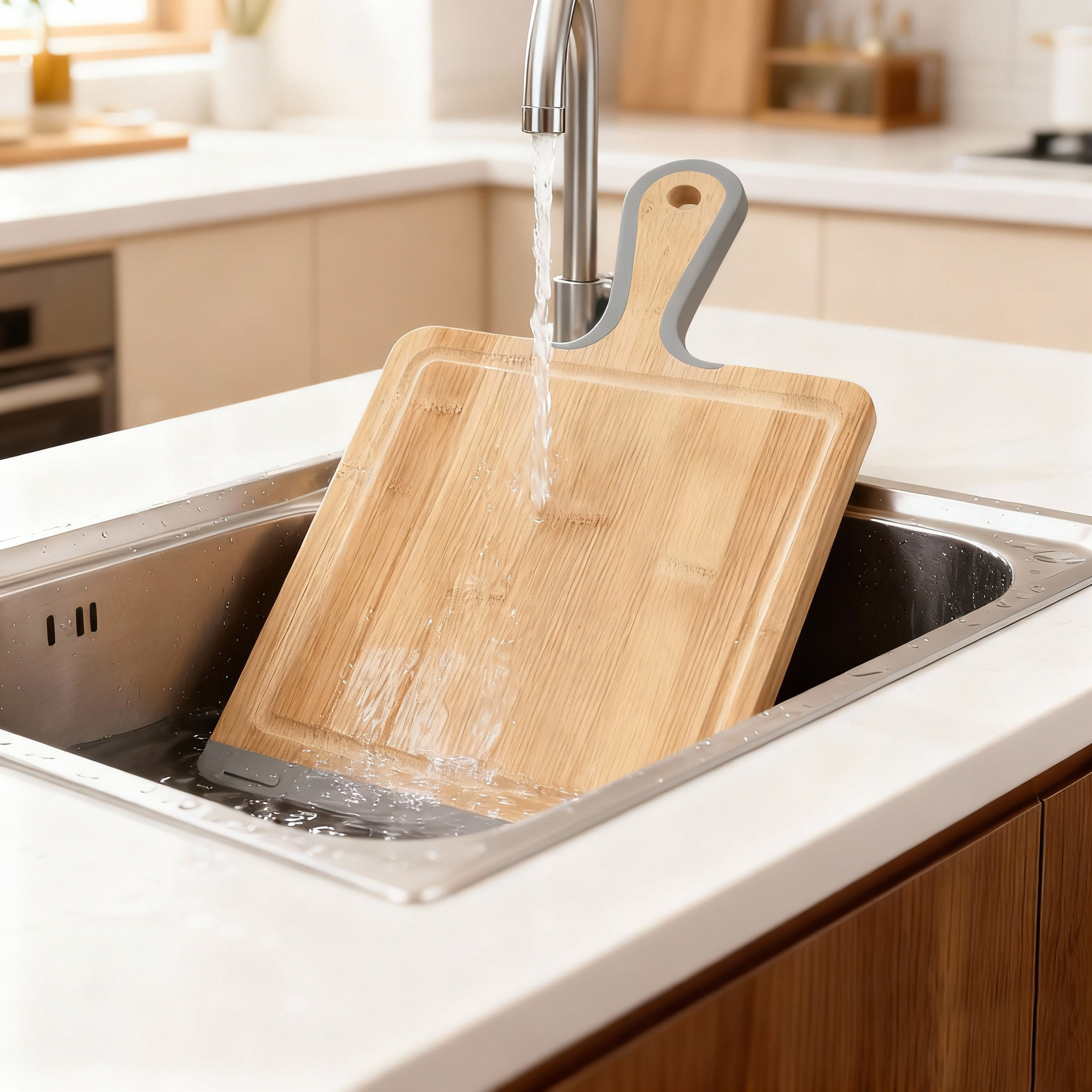 实木纯钛不锈钢硅胶菜板木质砧板18cm加厚耐用厨房用品