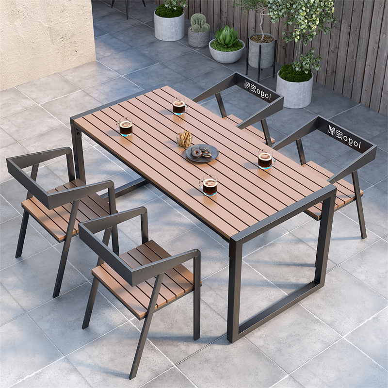 Star Anti-corrosion and sun protection outdoor table and chair, courtyard garden table and chair set, outdoor leisure park long table, open-air balcony table details Picture