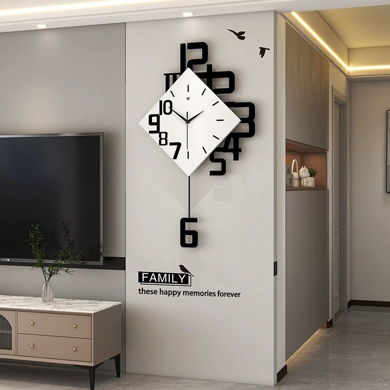 挂钟客厅高级感现代简约餐厅装饰时钟免打孔创意钟表挂墙跨境爆款