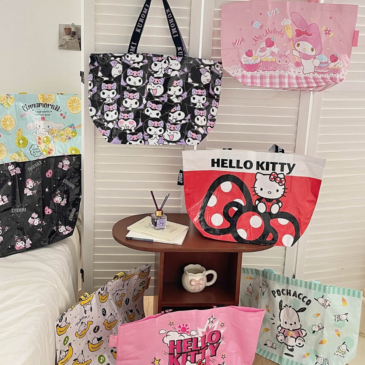 三丽鸥正版授权编制袋凯蒂猫可爱库洛米折叠便携购物袋手提单肩包