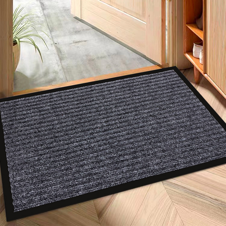 跨境批发双条纹地垫家用简约入户门除泥地垫室外门口易清理脚垫