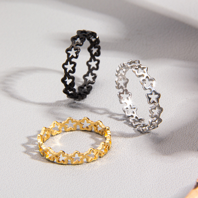 Xiaohongshu and Douyin influencer live-streaming bestseller ring supply, InS-style niche hollowed-out five-pointed star women's ring Xiaohongshu and Douyin influencer live-streaming bestseller ring supply, InS-style niche hollowed-out five-pointed star women's ring