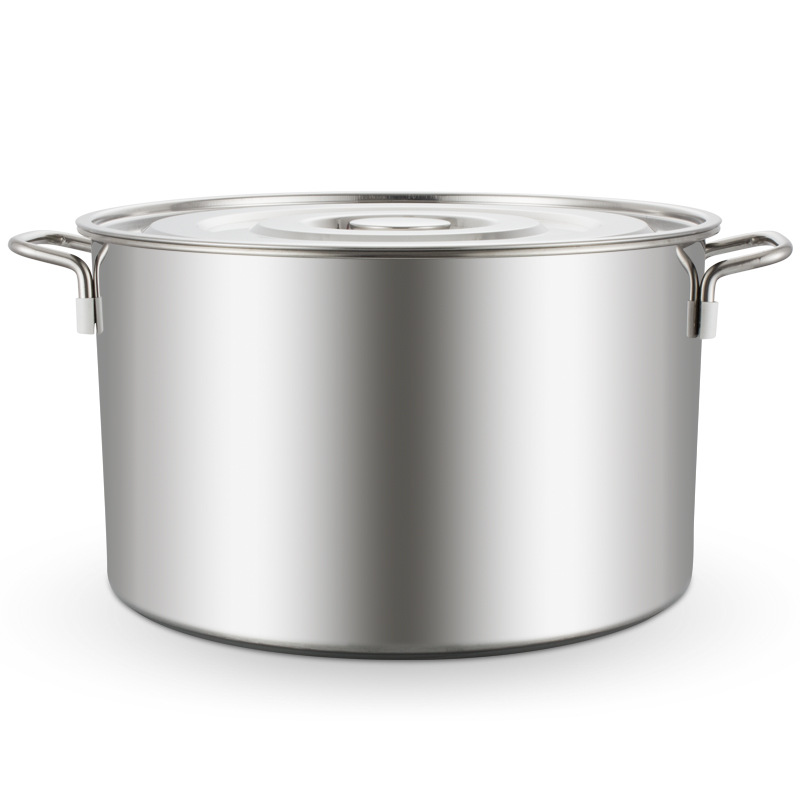 2.5厚韩式不锈钢汤锅 商用无磁大容量蒸煮锅双耳弧形矮桶汤桶批发产品图