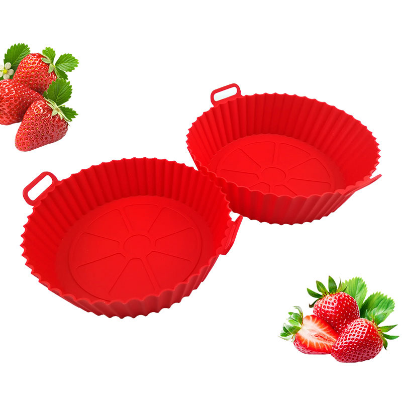 宝宝辅食硅胶烤盘   折叠圆型空气炸锅硅胶烤盘垫 托盘耐高温   易清洗