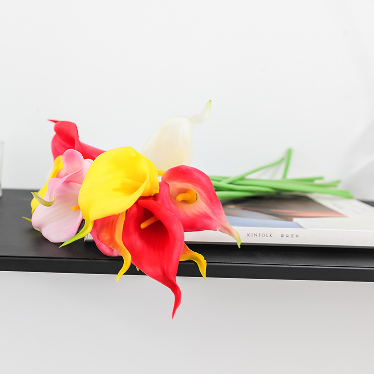 Wholesale of simulated calla lilies, mini PU material, bride's bouquet, living room dining table, home decoration Specification drawing
