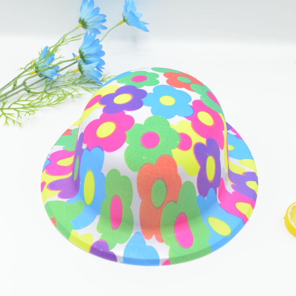 Cross-border party, ball, makeup, ball, festival supplies, PVC plastic fluorescent round hat factory direct sales, fluorescent details Picture