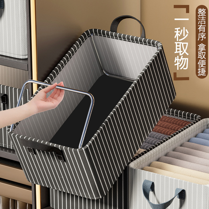 Clothing storage box, home bedroom wardrobe, fabric organization box, drawer-type foldable jeans storage basket, home Application Scenario