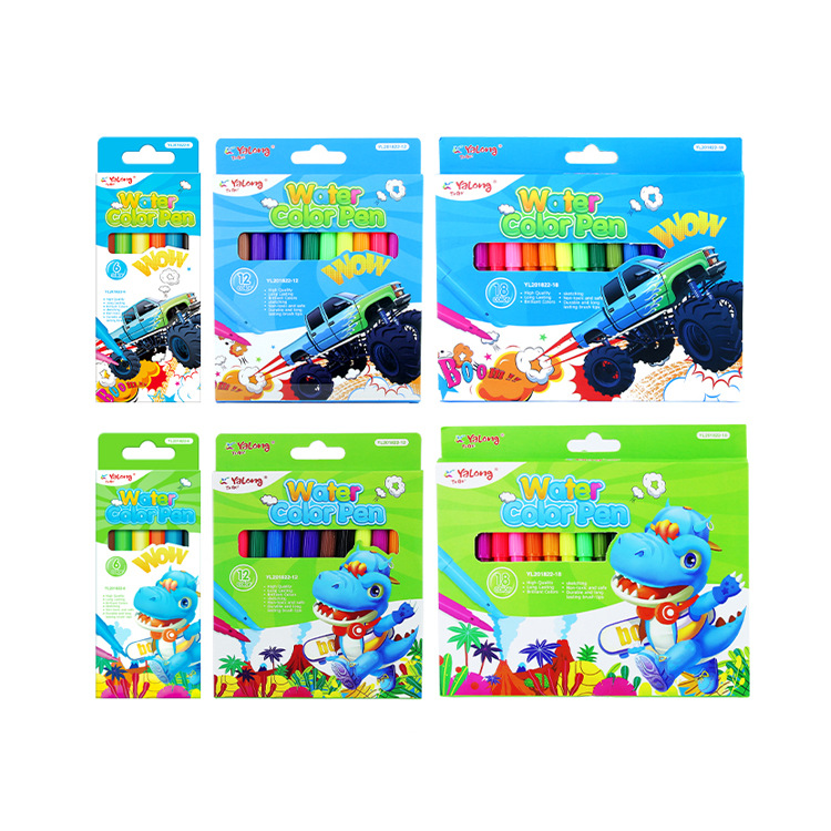 Yalong Cross-border Classic Paper Box Set 6/12/18 Color watercolor pens for school children's painting coloring and filling details Picture