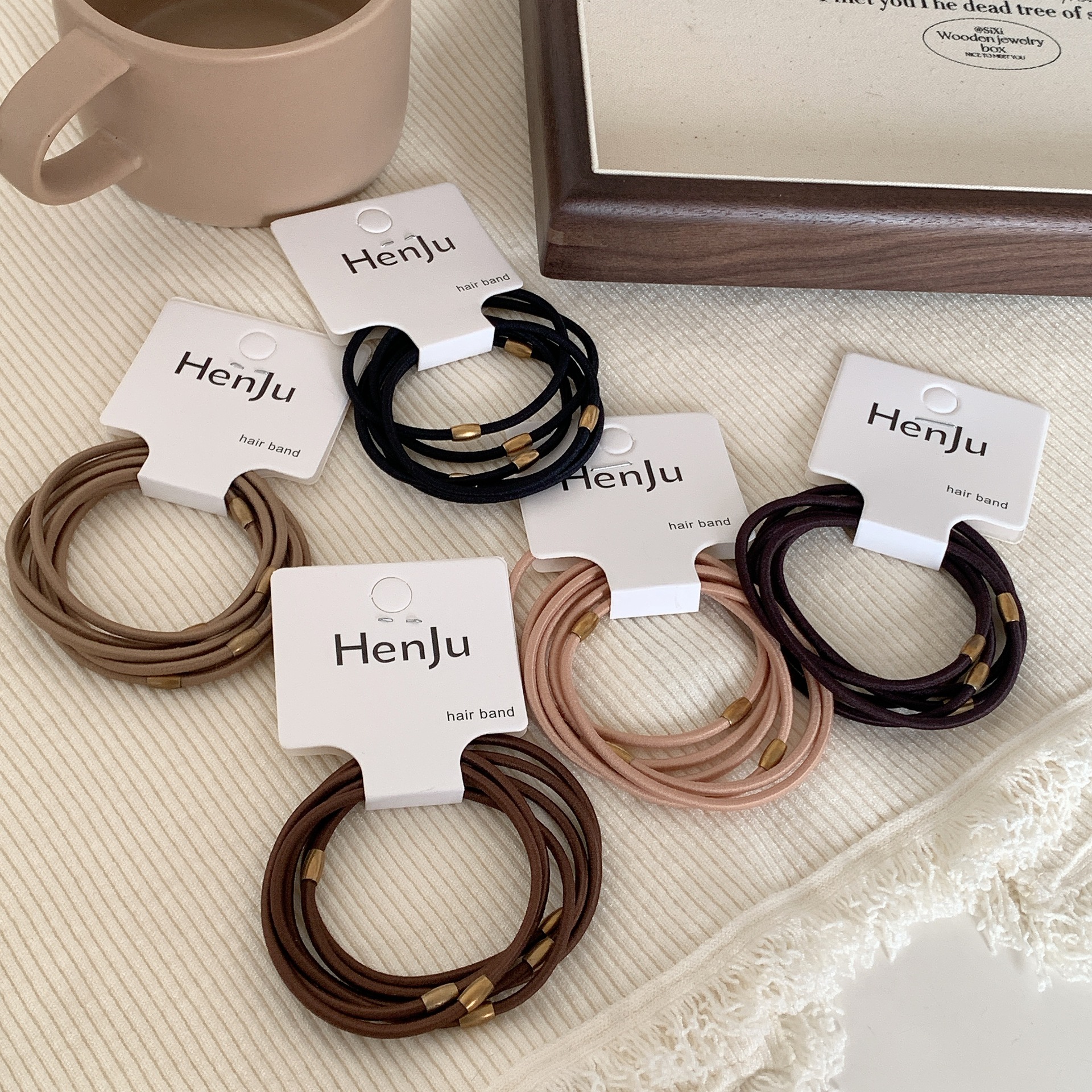 5根高弹力气质纤细小发绳小众金属接口发圈基础百搭扎发皮筋头绳细节图