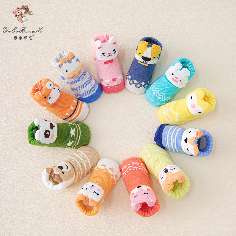 婴儿袜子春秋薄款宝宝袜点胶防滑卡通新生儿袜子批发0-6个月童袜