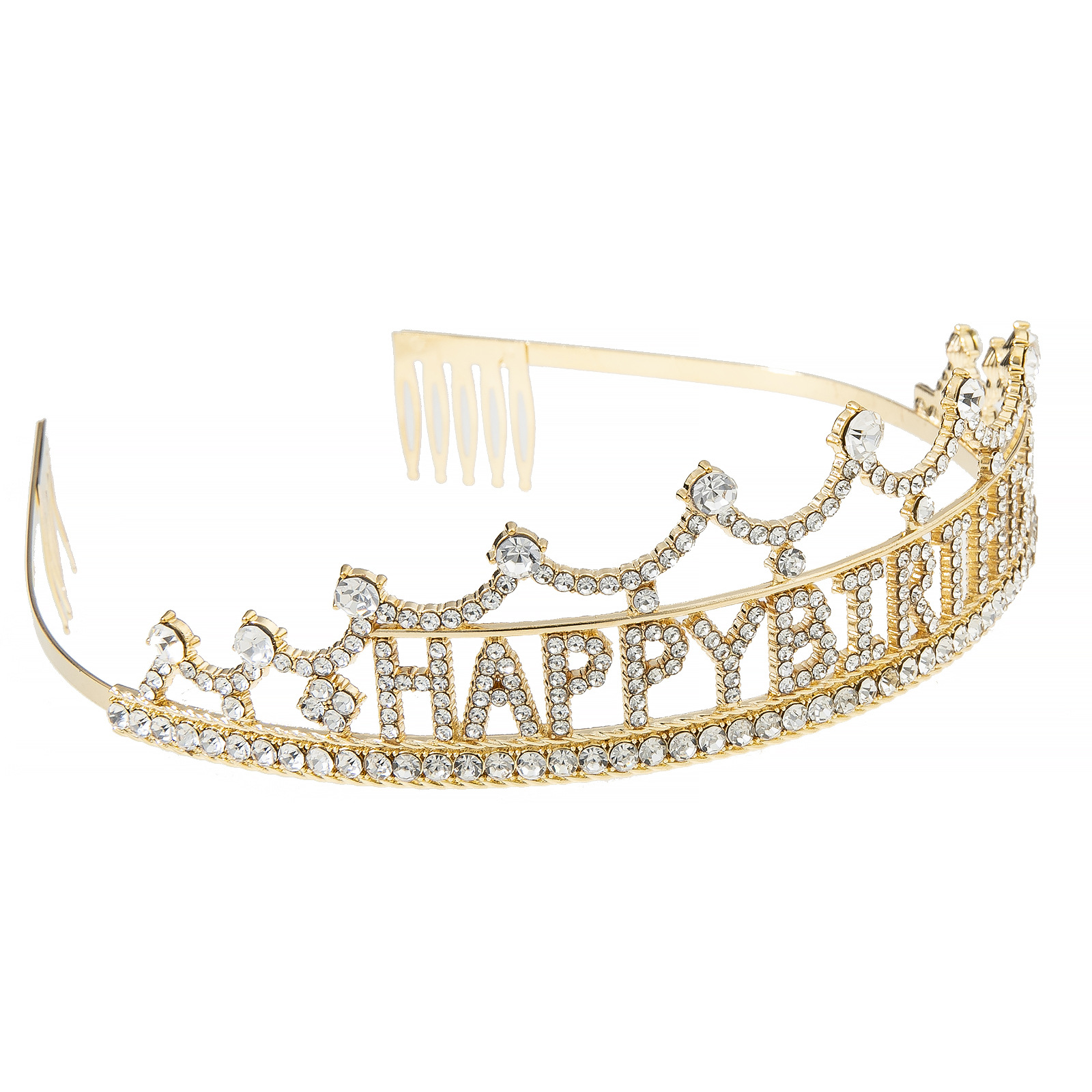 European and American cross-border letter "HAPPY BRITHDAY" birthday celebration water diamond alloy crown women's party headwear details Picture