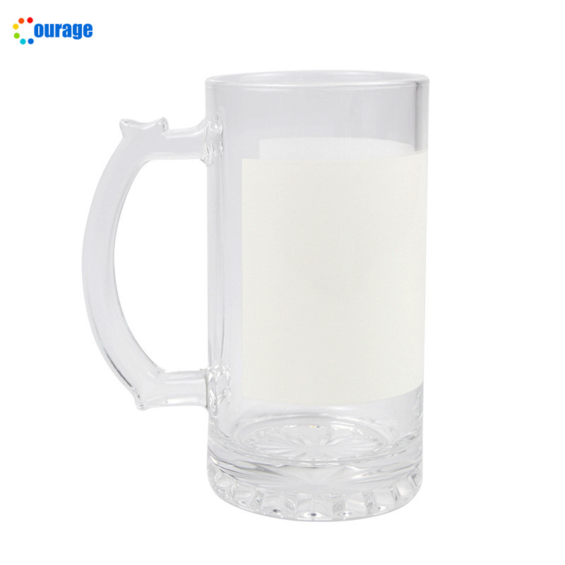 Factory wholesale 16oz glass draft beer cups, creative sublimation beer cups, logo printable, handle, frosted beer cups Item Picture
