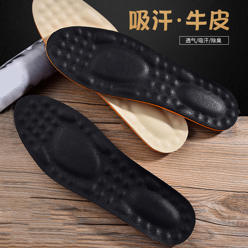 Leather insoles for men and women are breathable, sweat-absorbent, antibacterial, deodorizing, thickened for sports, highly elastic, shock-absorbing, soft, super soft and comfortable