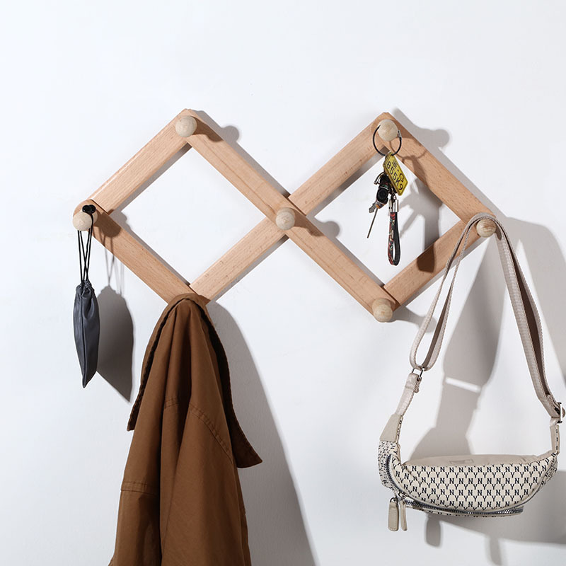 Wooden hangers charcoal burning color shrink hook bathroom wall hanging hook Wooden wall hanging arts and crafts creative hook details Picture