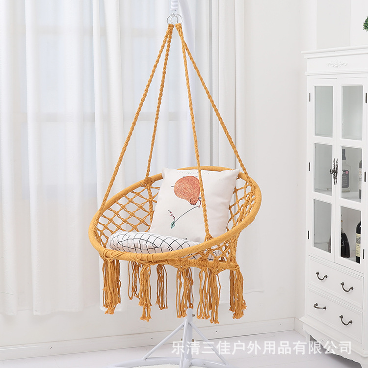 ins Indoor swing hammocks, Nordic-style mesh hammocks, leisure tassel hanging baskets, household foot hammocks, hanging chairs wholesale details Picture