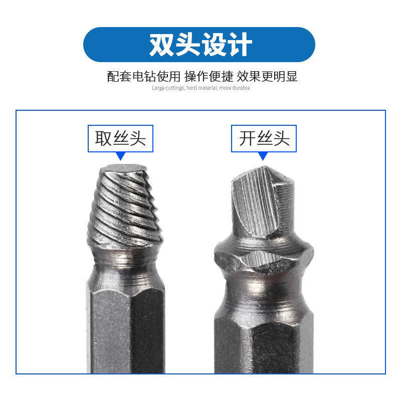 Cross-border high-speed steel remover, double-head screw stripped thread removal tool, S2 screwdriver, screwdriver head, broken wire set Application Scenario