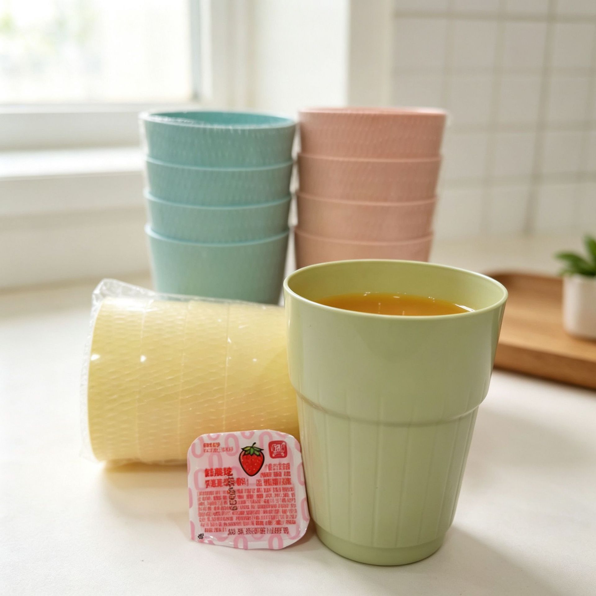 كأس ماكارون من البلاستيك هو كوب بسيط من البيت Cup Cup Cop Cop Cop Cop متعدد الألوان Specification image