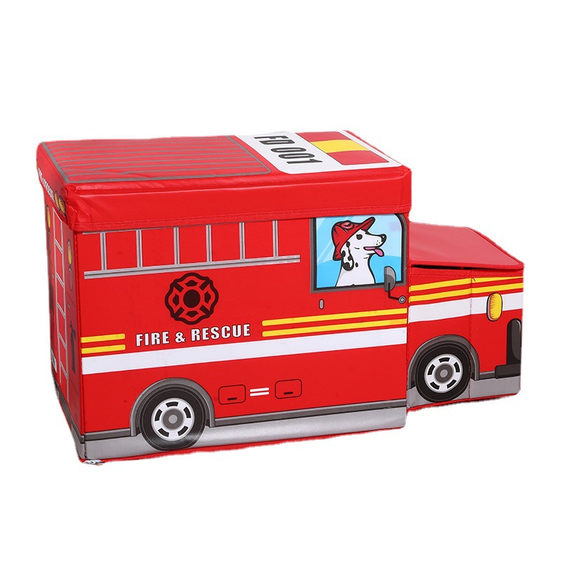 Children's folding car storage stool, cartoon fabric storage box, multi-functional toy organizing box, stool manufacturer wholesale Item Picture