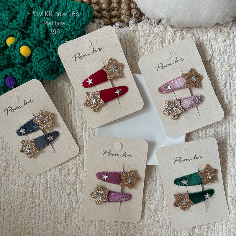 The new Korean-style cute and playful five-pointed star hair clip is a handcrafted children's side bangs clip that can be used for girls