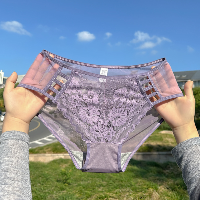 Best-selling high-end, sexy, high-waisted, antibacterial and seamless lace underwear for girls, pure and alluring triangle pants for women