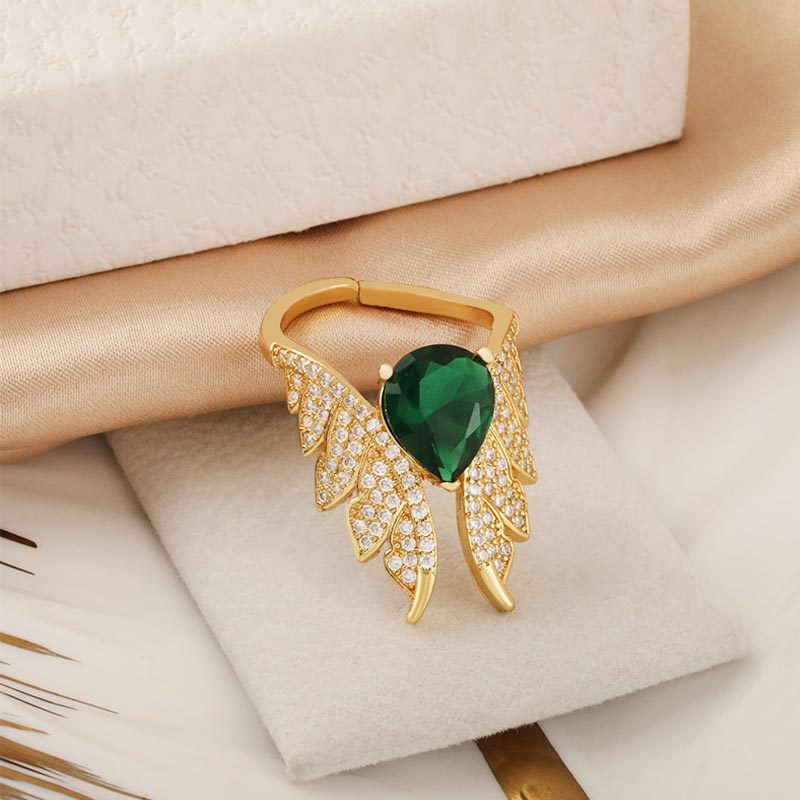 Honglu's new women's copper micro-inlaid zircon jewelry features a light luxury style with adjustable opening rings and versatile tail rings details Picture