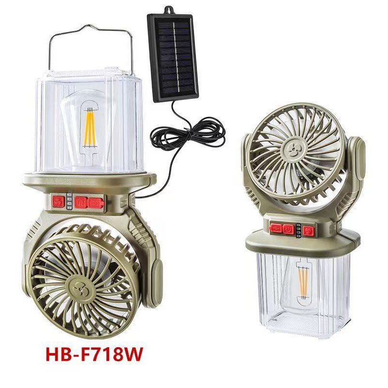 新款跨境户外太阳能旅行手提灯照明风扇双模式长续航挂钩露营灯便