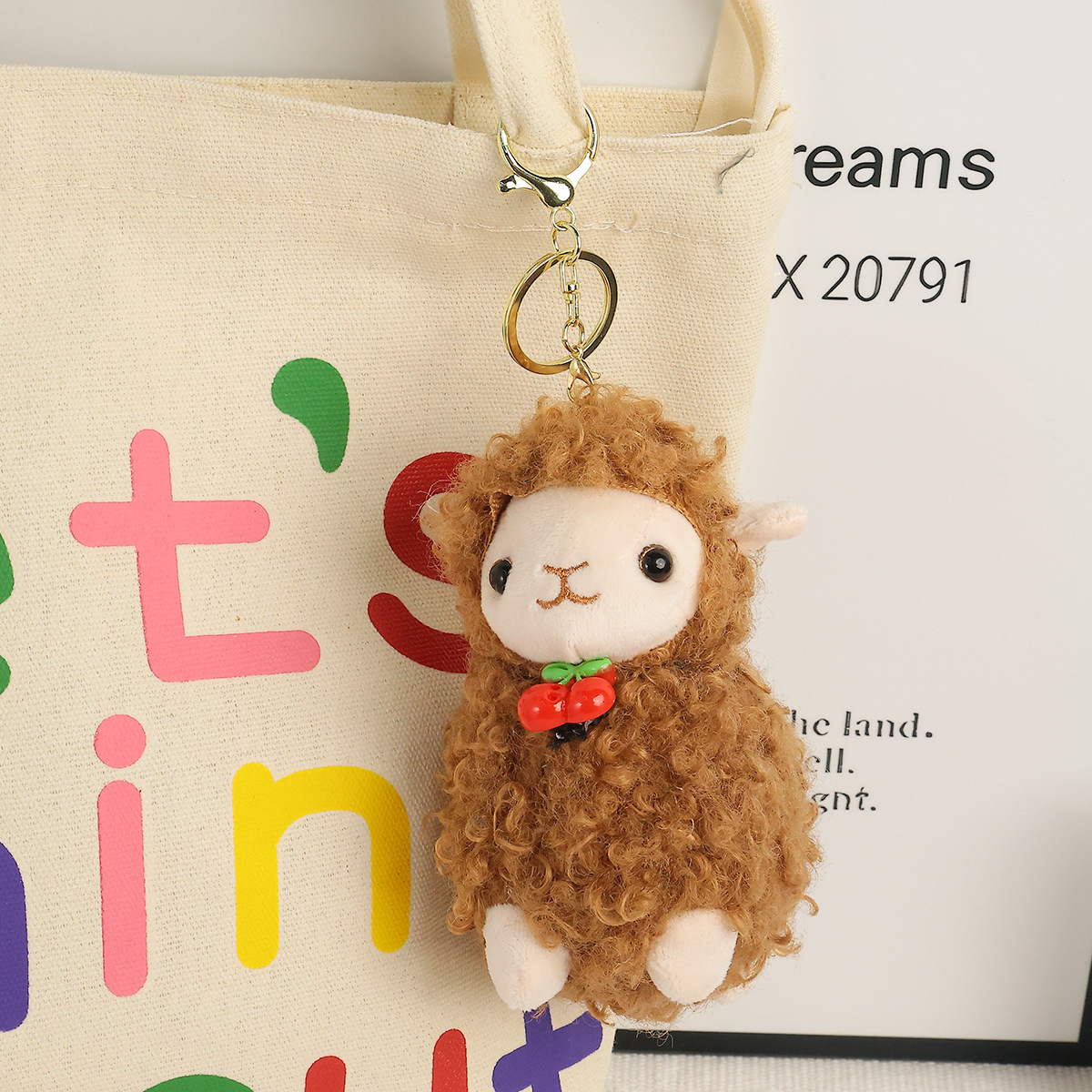 Wholesale of cute cherry alpaca plush dolls, plush toys, throwing dolls, trinkets, bags and pendants details Picture