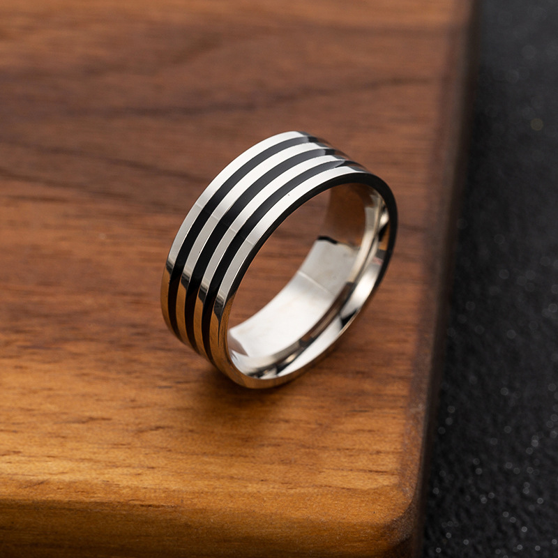Cross-border source jewelry: 8MM wide stainless steel men's oil-dripping ring, simple and fashionable jewelry, factory jewelry wholesale Specification image