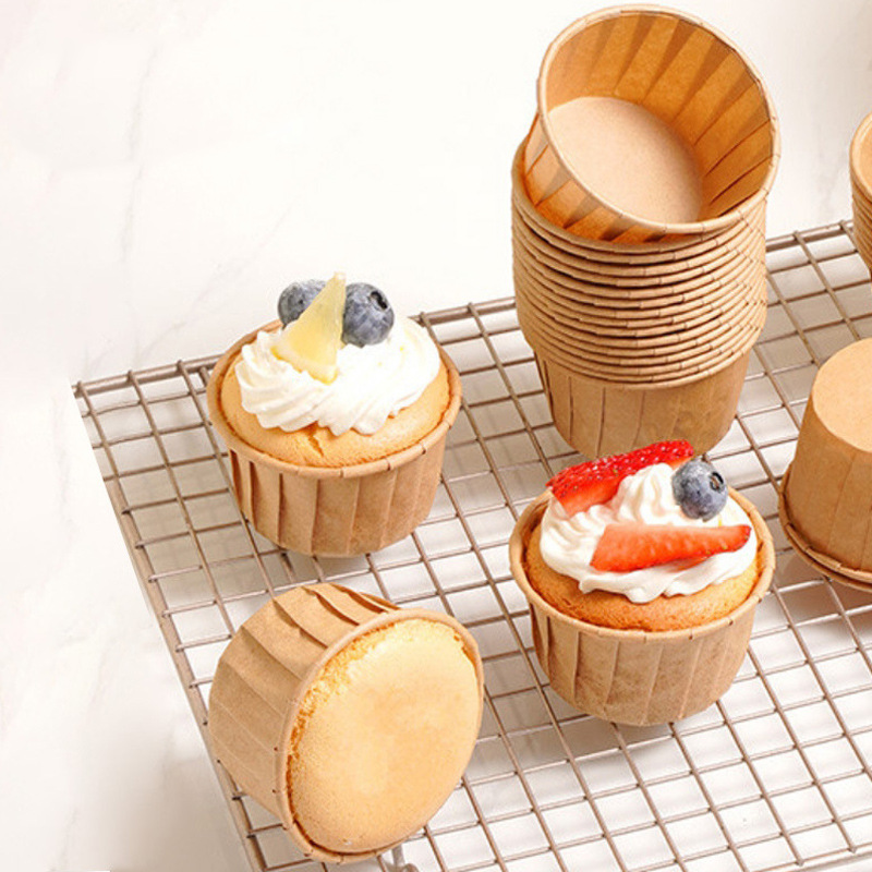 Cupcake paper trays, rolled edges, disposable muffin cups, coated cups, high-temperature resistant baking paper, oil-proof cups, diy oven Specification image