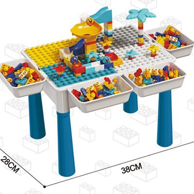 The manufacturer's multi-functional building block table is a children's large-sized building block puzzle assembly toy, beneficial intelligence for babies, boys and girls Item Picture