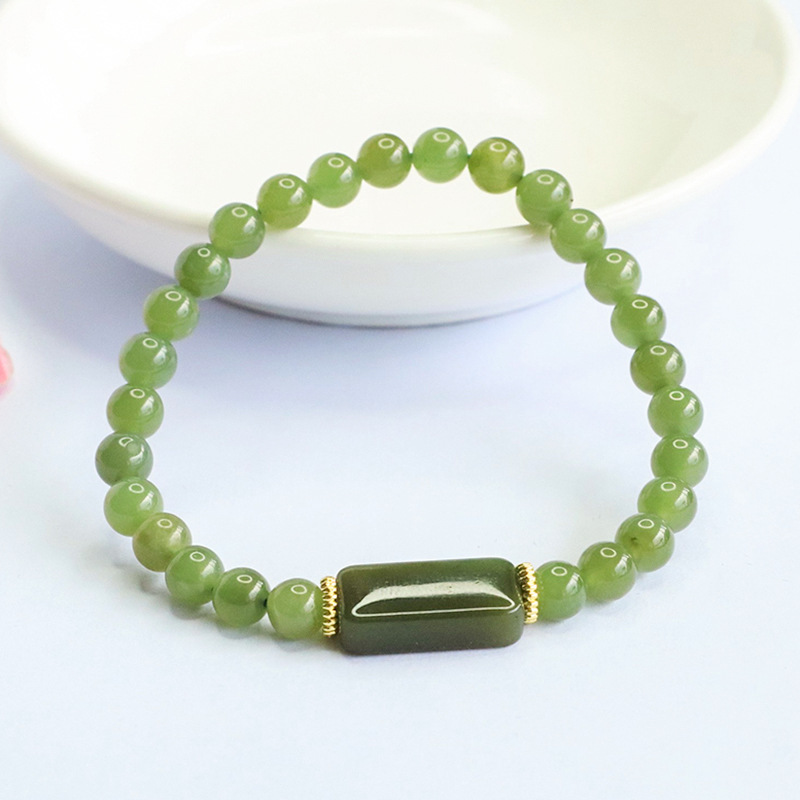 鑫钰天然和田玉晴水无事牌手串手链直播寺庙景区批发HT5062203