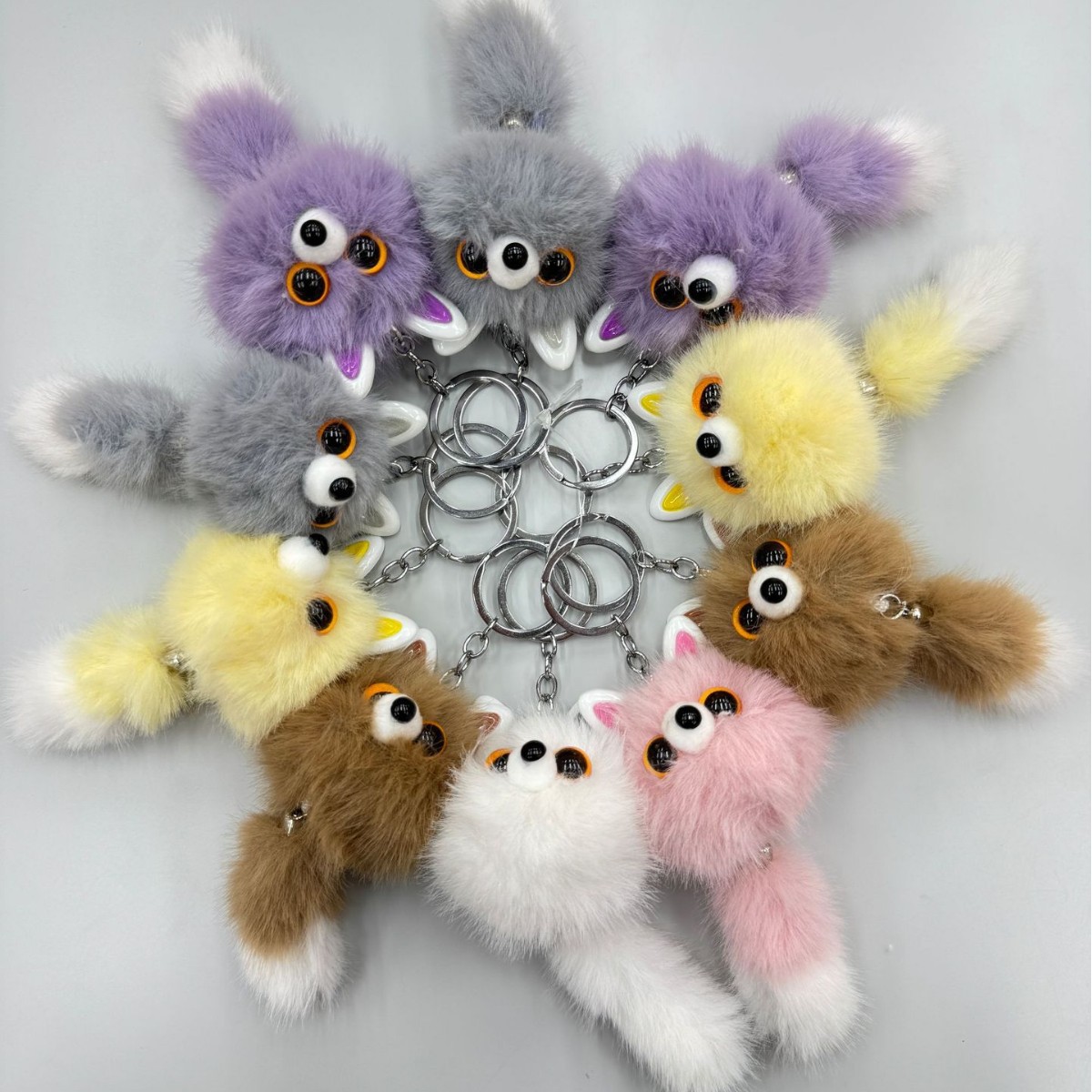 仿貂毛耳朵精灵毛绒包包挂件钥匙扣小狗书包挂饰小狗带尾巴饰品