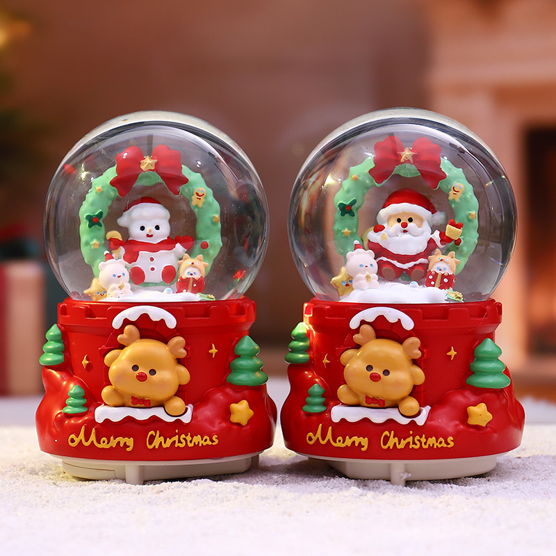 New Santa Claus Christmas Story Crystal Ball music box Cartoon Glowing Snowflakes Christmas student gift Item Picture