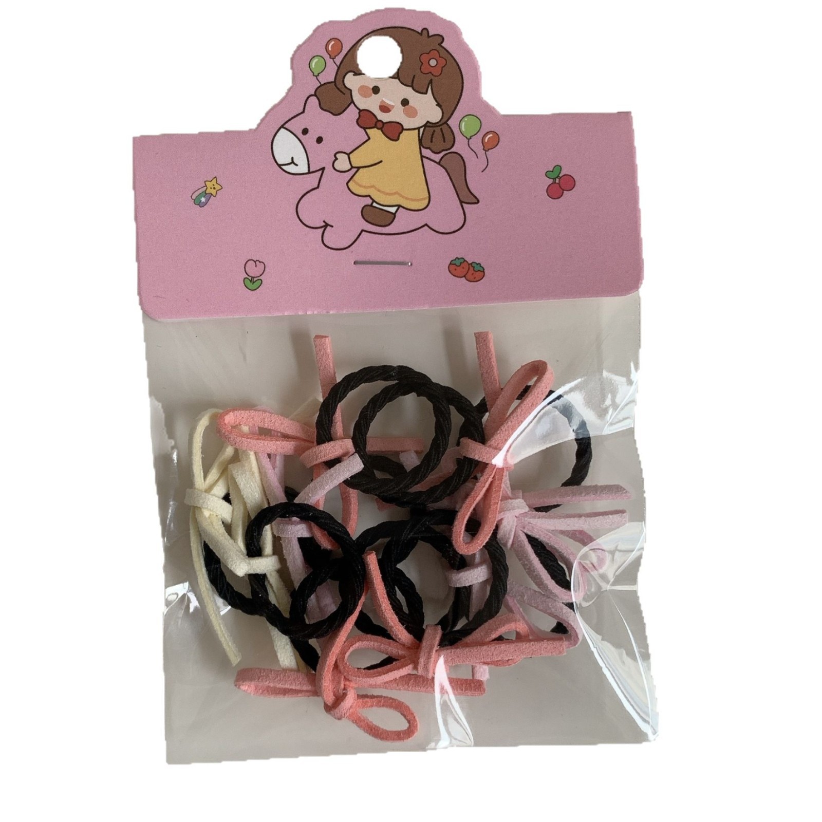 彩色小号蝴蝶结发圈女童发绳红色皮筋女儿童新年头饰宝宝头绳头饰白底实物图