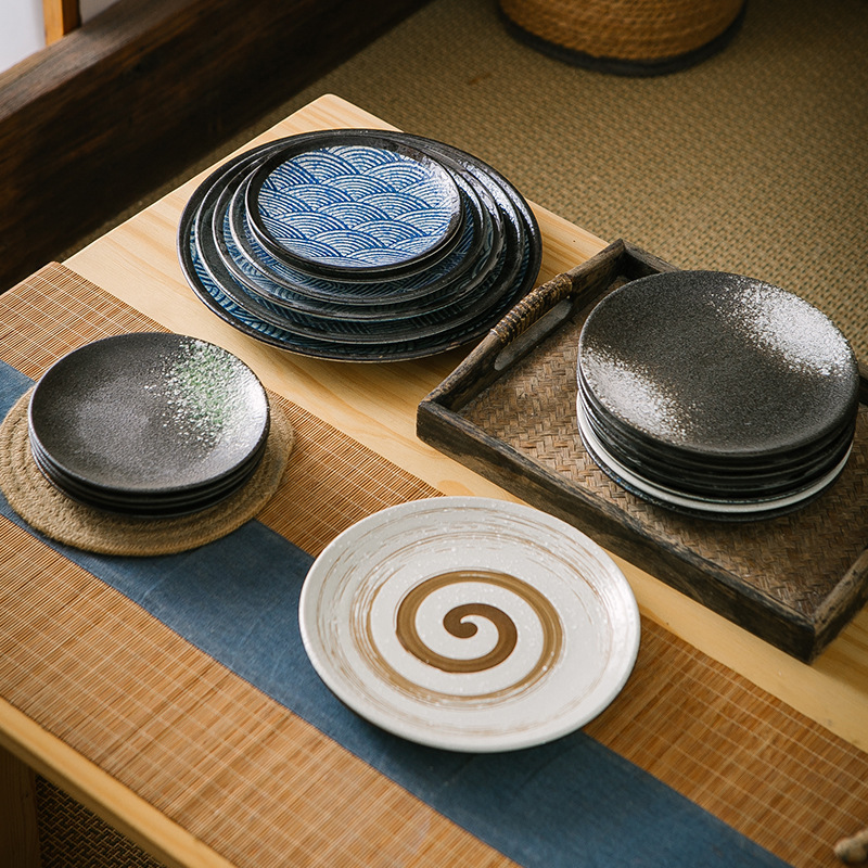 Japanese ceramic tableware, bone plates, household shallow plates, flat plates, Western plates, steak plates, porcelain plates, vegetable plates, pasta plates details Picture