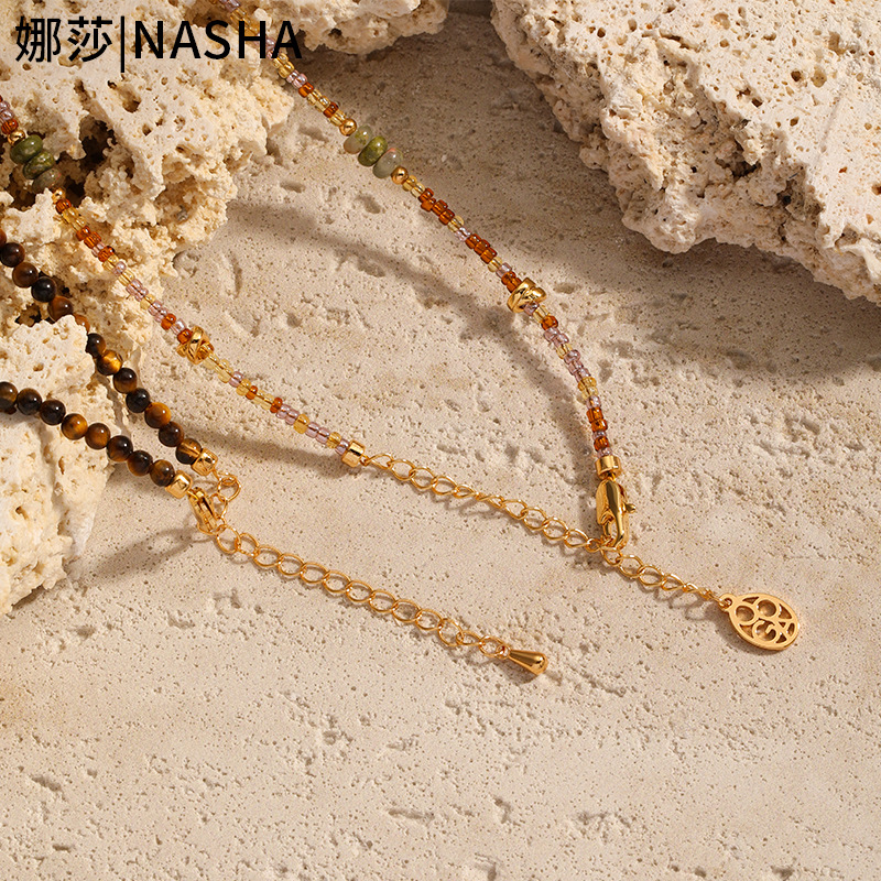 Nasha Meillard Natural Stone beaded Necklace for women, non-fading, niche and versatile necklace, sweet, cool and spicy girl style Specification image