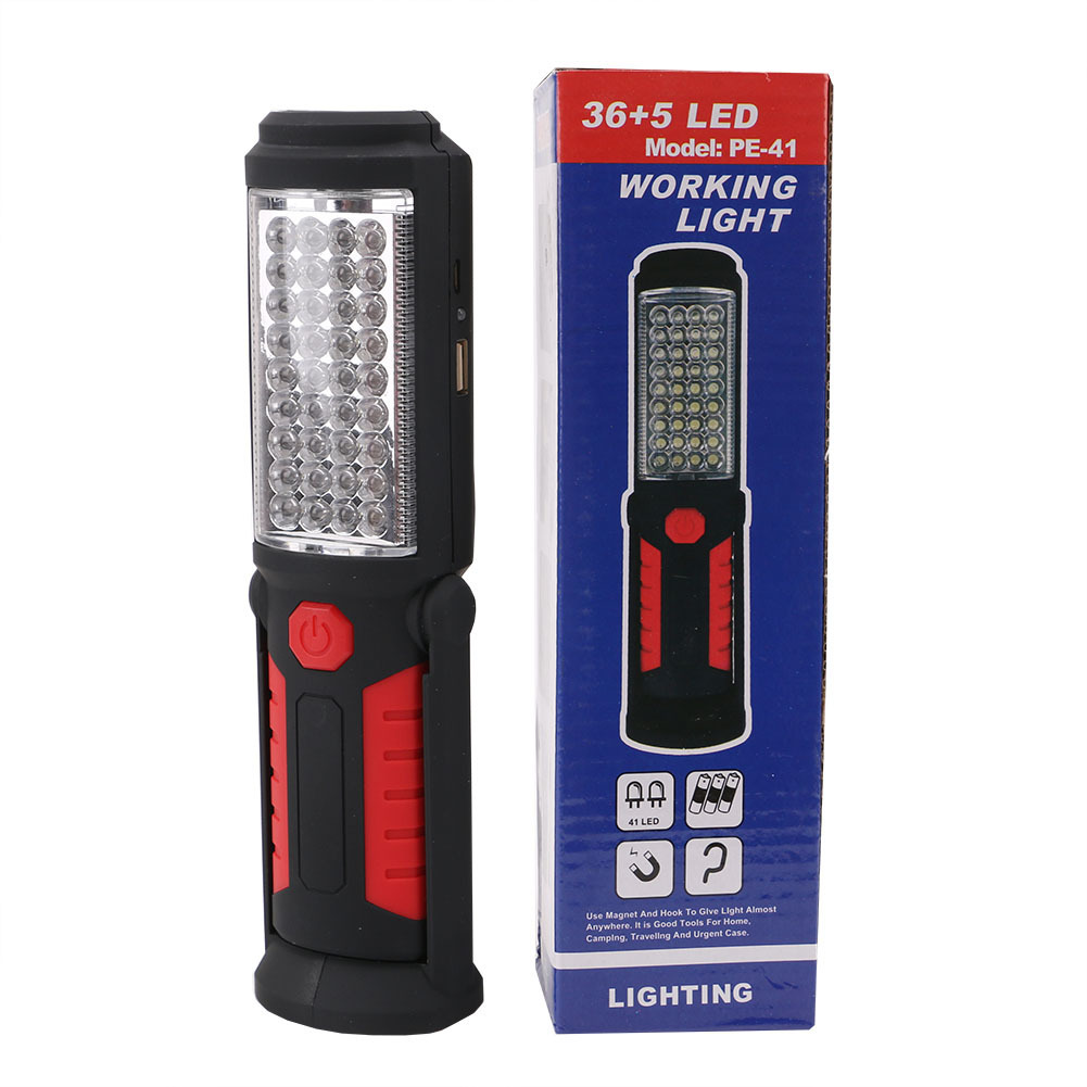 36+5LED emergency work light, USB charging work light with magnetic bracket, car maintenance light, inspection light, flashlight Item Picture