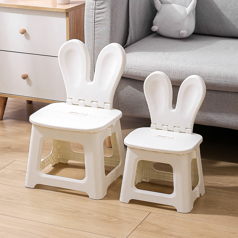 folding chair兔子儿童折叠靠背椅加厚便携家用椅简约风格户外凳