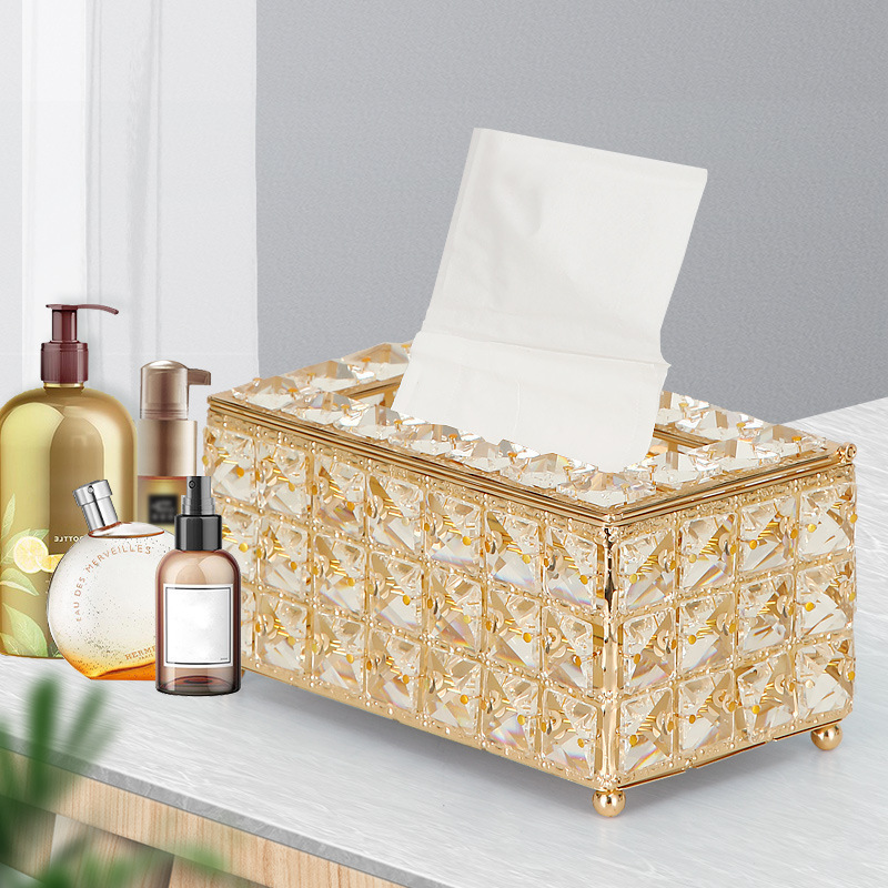 European-style best-selling ins tissue paper, metal tissue box, living room desktop storage box, crystal tissue box, factory direct sales Application Scenario