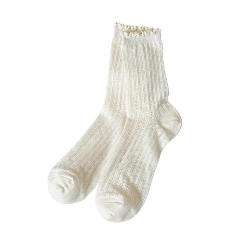 Calcetines al por mayor de borde de madera de color sólido de malla calcetines calcetines femeninos medias medias ins maré verano slim ballet calcetines Item Picture