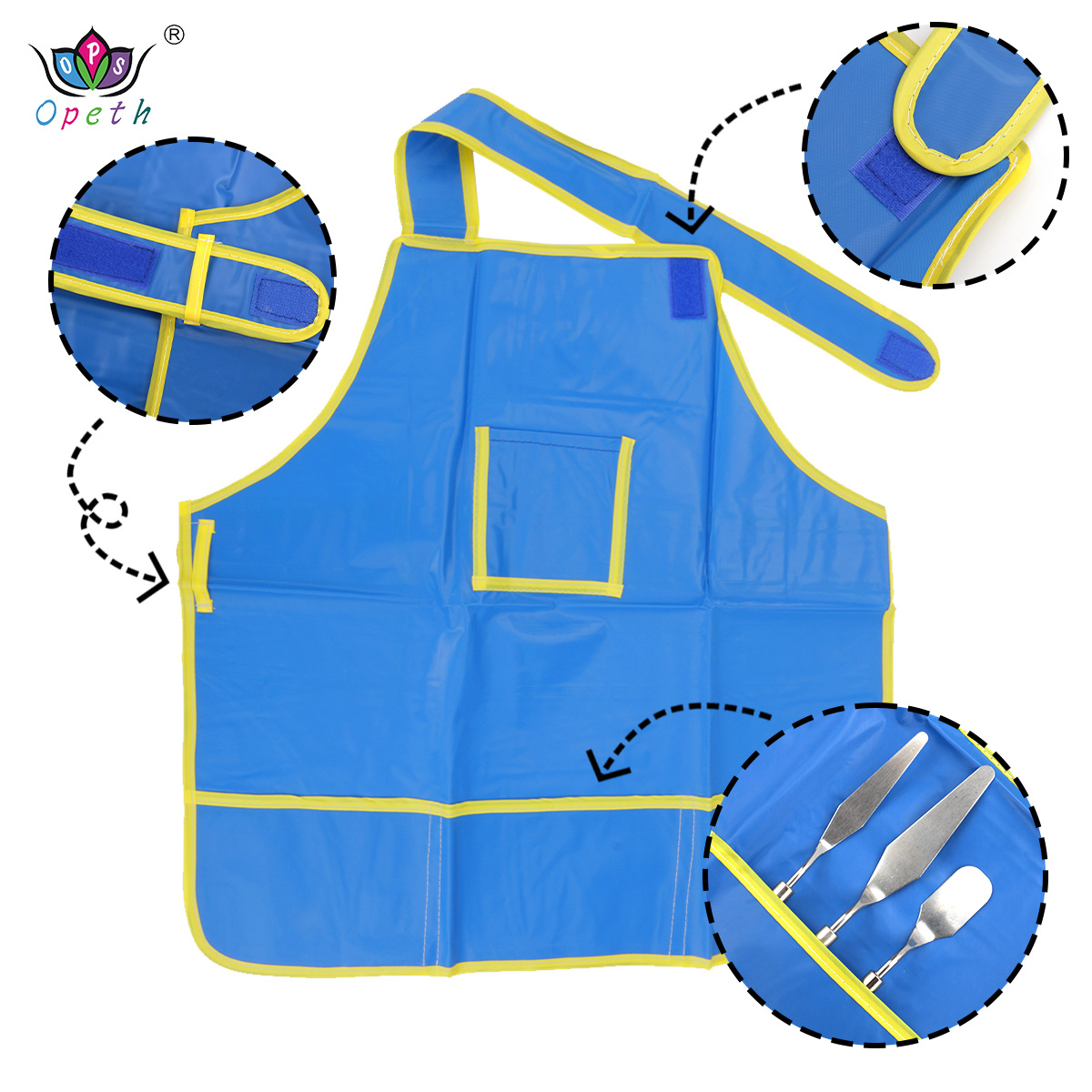 Cross-border children's art waterproof apron, long-sleeved apron set, kindergarten painting bib protective clothing, art painting clothing Specification image