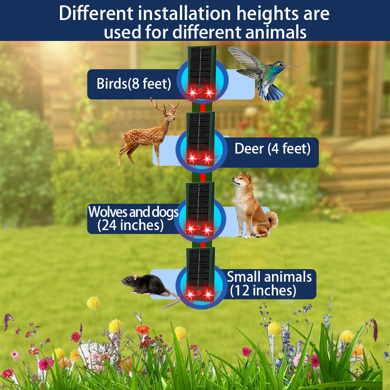 Cross-border bestsellers: rechargeable solar rat repellent, waterproof LED flash Wolf repellent, ultrasonic rat repellent Specification image