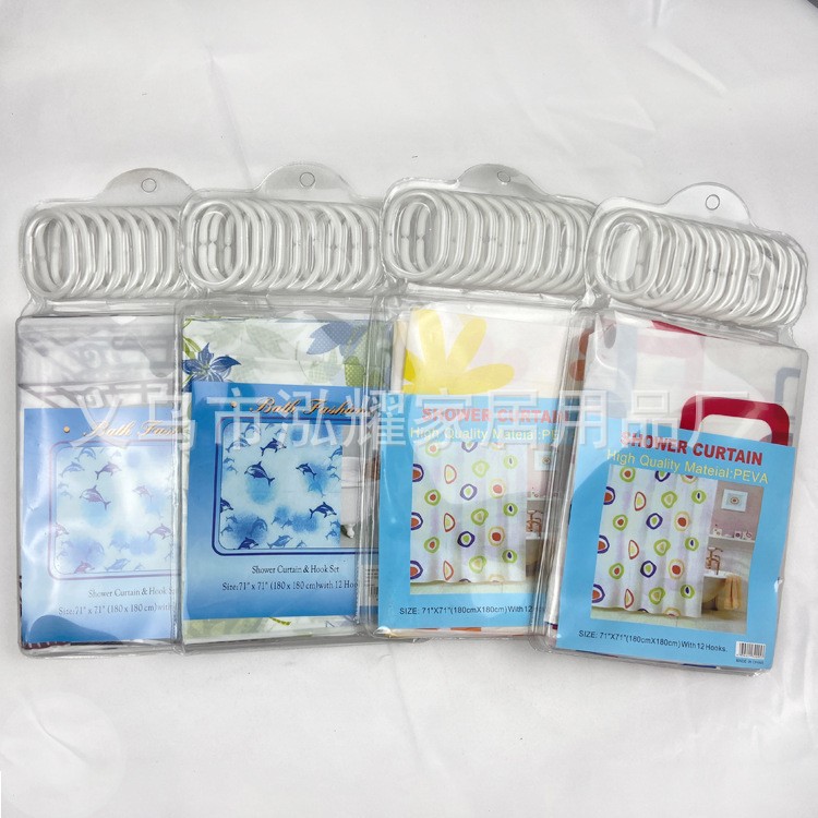 花朵PEVA热销北欧风格卫生间浴帘淋浴沐浴挡水隔断挂帘跨境批发