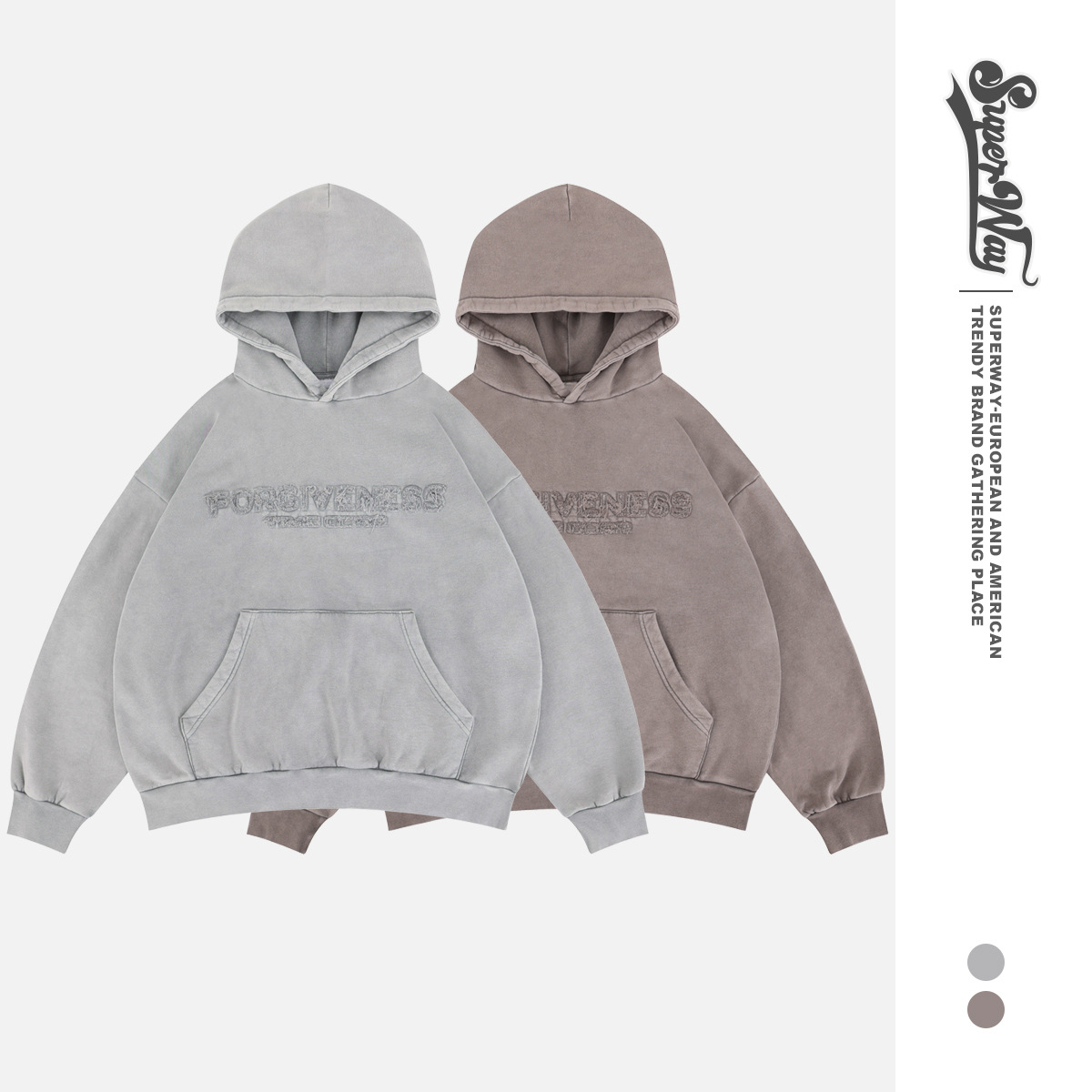 澜海男装|2025秋冬新款美式复古流苏刺绣字母简约百搭连帽卫衣男