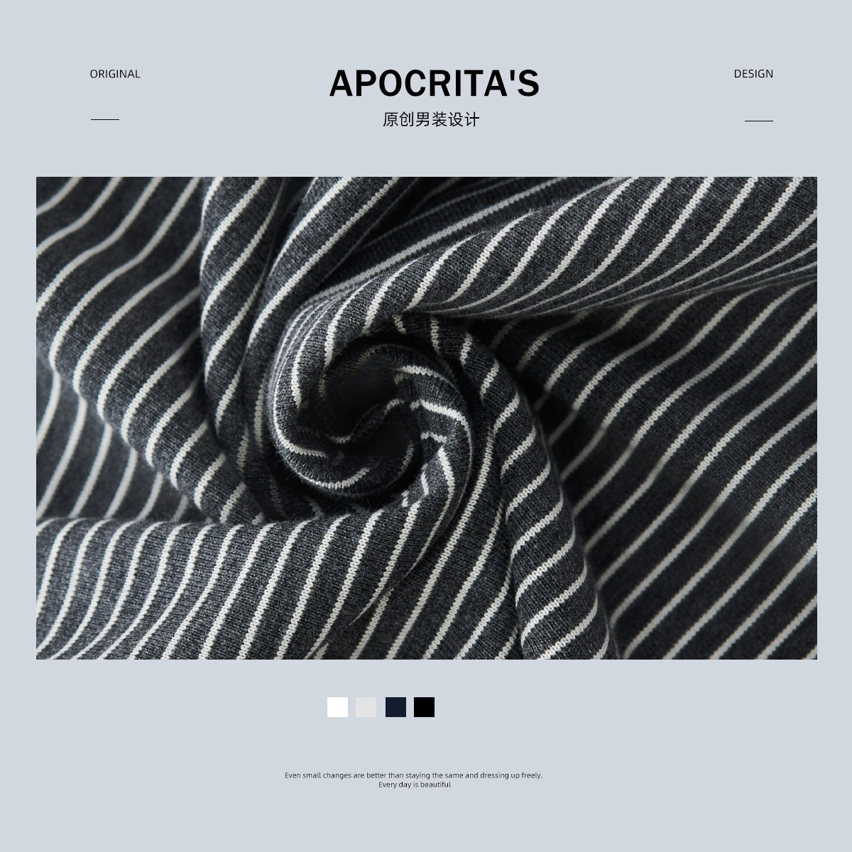 APO Men's Wear: A highly anticipated color-blocking striped short-sleeved T-shirt for men, a trendy brand with embroidered loose round-neck casual innerwear Application Scenario